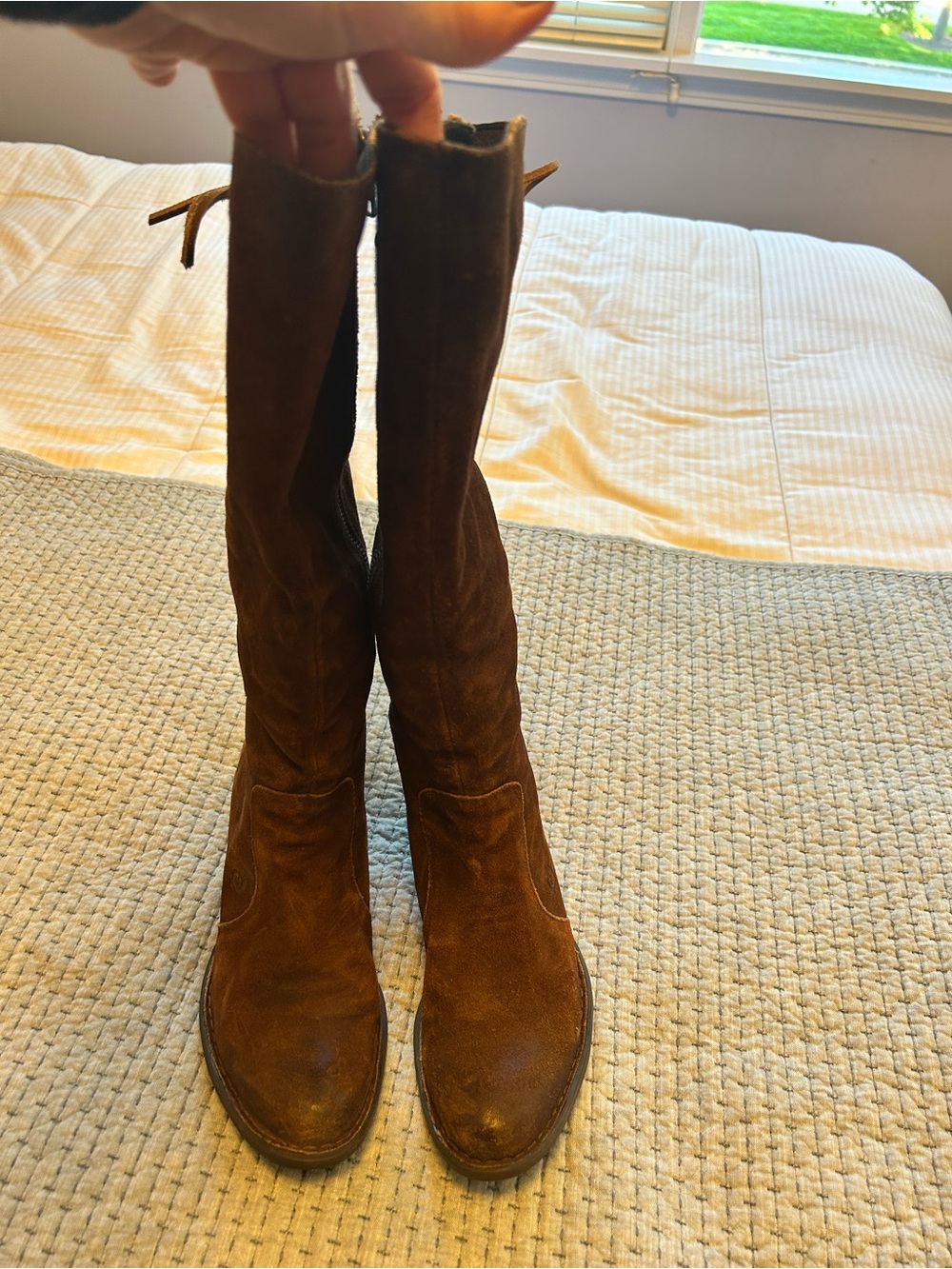 Born Brown Suede Mid-Calf Heeled Boots